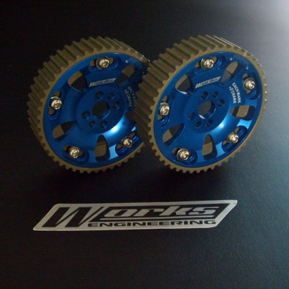 Works Engineering Cam pulleys. 5 bolt design. Comes in pairs.
