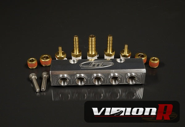 Vacuum Distribution Block allows up to 6 additional vacuum ports to intake manifold. Raw silver