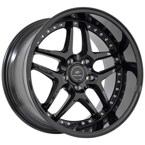 FORUM WHEELS VICE 18 x 9.5, 5x114.3, +15 GLOSS BLACK set 4pcs with caps.