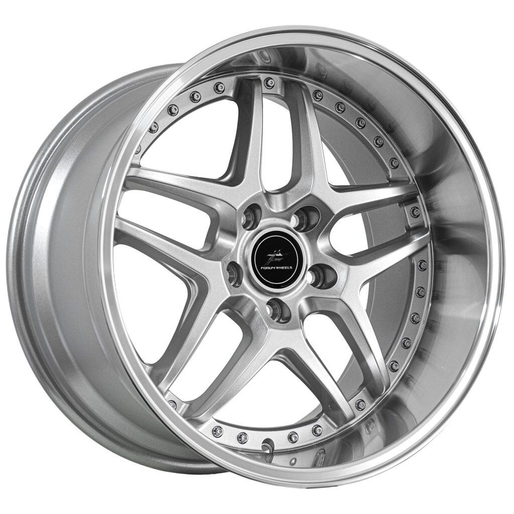 FORUM WHEELS VICE 18 x 10.5, 5x114.3, +12 Silver polish lip set 4pcs with caps.