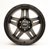 SNIPER WHEELS BARACADE 18 x 9, 6x139.7, +10 Matt Gun Metallic with Black Lip set of 4pcs including caps. Flow Formed