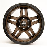 SNIPER WHEELS BARACADE 18 x 9, 6x139.7, +20 Matt Bronze with Black Lip set of 4pcs including caps. Flow Formed