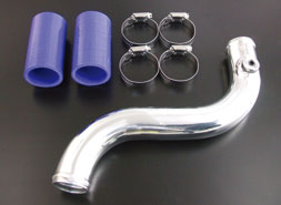 ARC hard upper radiator hose with silicone and hose clamps