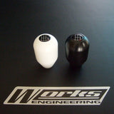 Works Engineering Shift Knob White. Come with multi fit adaptors to suit most JDM vehicles