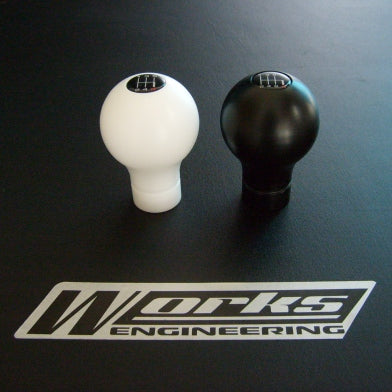 Works Engineering Shift Knob White. Come with multi fit adaptors to suit most JDM vehicles.