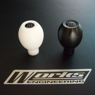 Works Engineering Shift Knob White. Come with multi fit adaptors to suit most JDM vehicles.