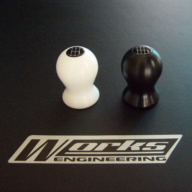 Works Engineering Shift Knob White. Come with multi fit adaptors to suit most JDM vehicles.
