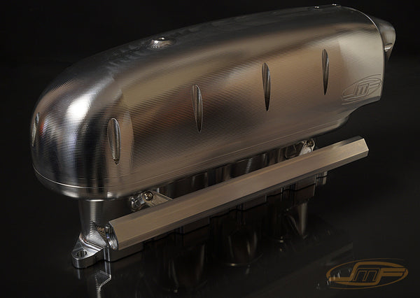 JM Fabrications Full Billet Drag intake manifold Dual Port Injection Q45 80-90mm TB Flange