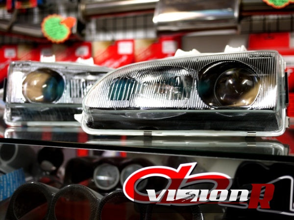DENJI projector headlamps. Glass lens. Sold as pairs
