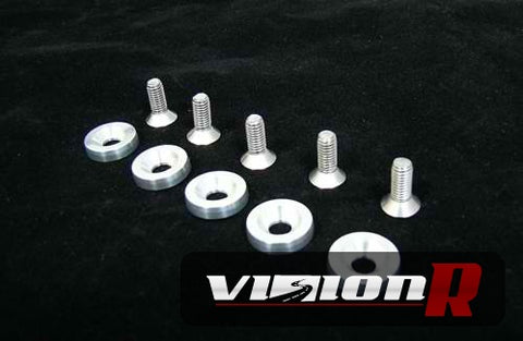 BWR washer bolt kit. CNC machined 6061-t6 aluminium. 5 washers and 5 stainless 10mm bolts.