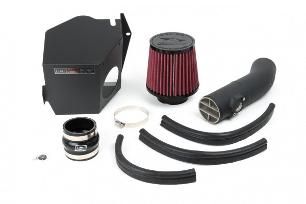 Grimmspeed intake kit with enclosed box including red intake pipe and filter. Made in USA