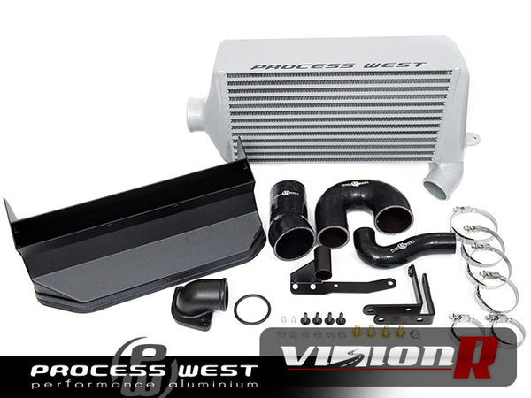 Process West Verticooler intercooler kit including duct and parts for bolt on fitment. Silver Core