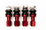 Fasten duraluminum valve stems used for aftermarket wheels. Set 4pcs red. Japanese inner valve core.