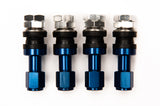 Fasten duraluminum valve stems used for aftermarket wheels. Set 4pcs Blue. Japanese inner valve core