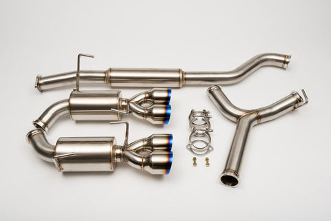 Unknown Performance V2 Cat back Exhaust system. Full 3" piping, 4" Dual Burnt single wall Tips.