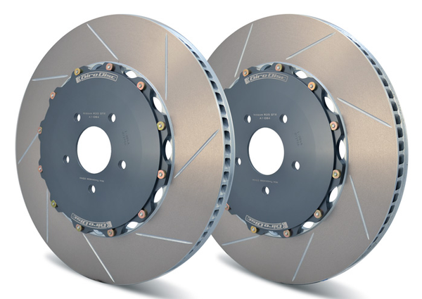 2pc Front Slotted floating type rotor curve vane design. Sold as pairs. Order Only.