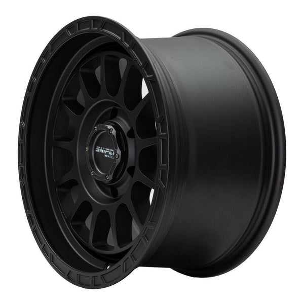 SNIPER WHEELS BALLISTIC 17 x 9, 6x139.7, +15 Matt Black set 4pcs with caps. Load rated 1250kg per wheel.